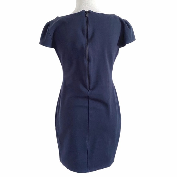 ALICE + OLIVIA EMPLOYED NAVY SHORT SLEEVE SHIFT MINI DRESS - 12 - Picture 3 of 9